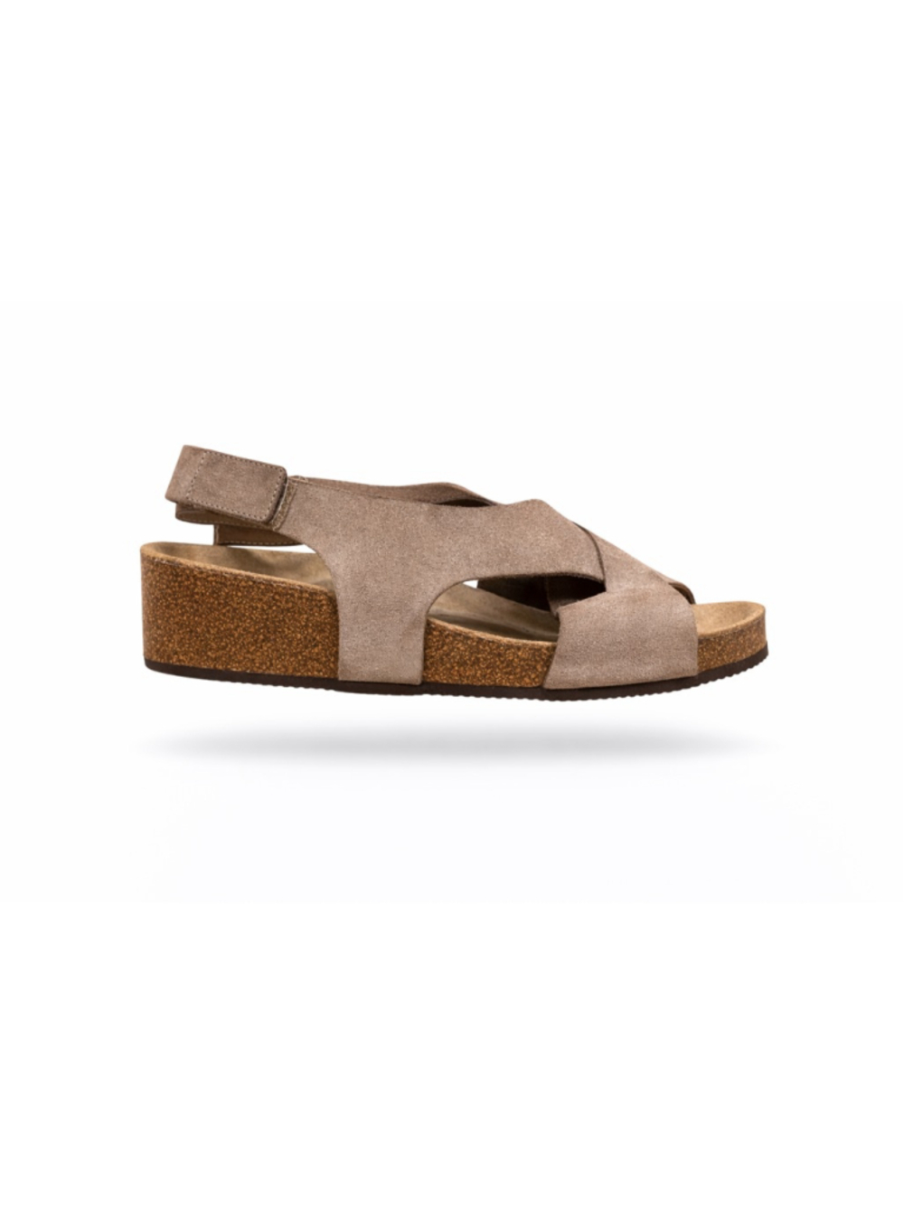 Autenti Leather Suede Slingback Cork Wedge Sandals Women's US 8–8.5 Taupe - Picture 2 of 7